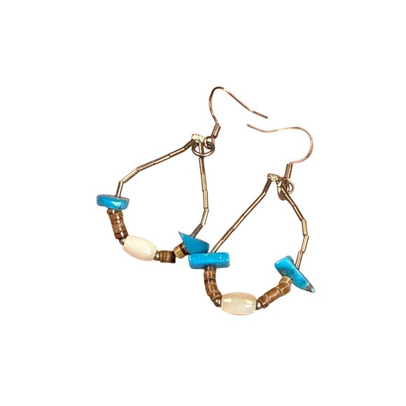 Southwestern Turquoise Earrings Silver Dangle Jewelry Boho Western Style - Picture 1 of 6